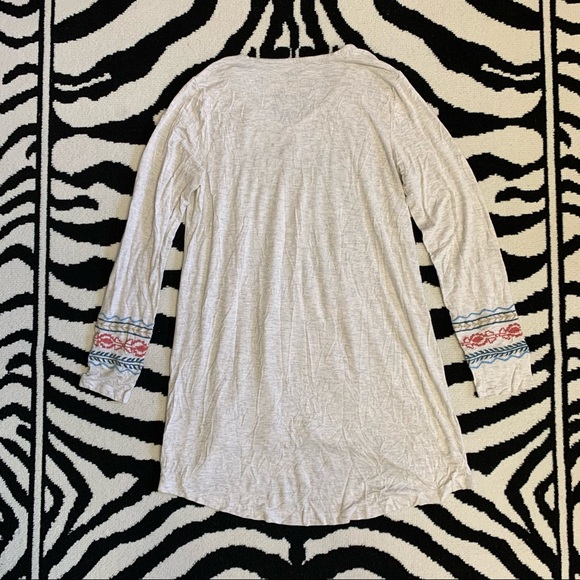 Soft Surroundings Heathered Jersey Knit Embroidered Tunic Top Size Small - Picture 4 of 12